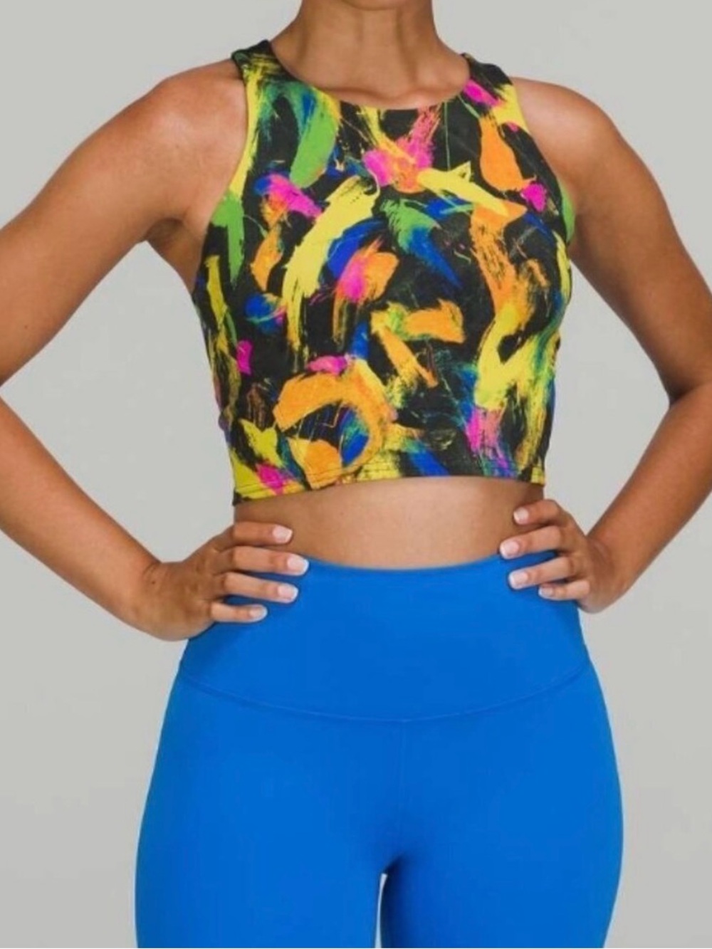 Lululemon Invigorate Training Tank Undertone Black Multi Size 6 Built In Bra